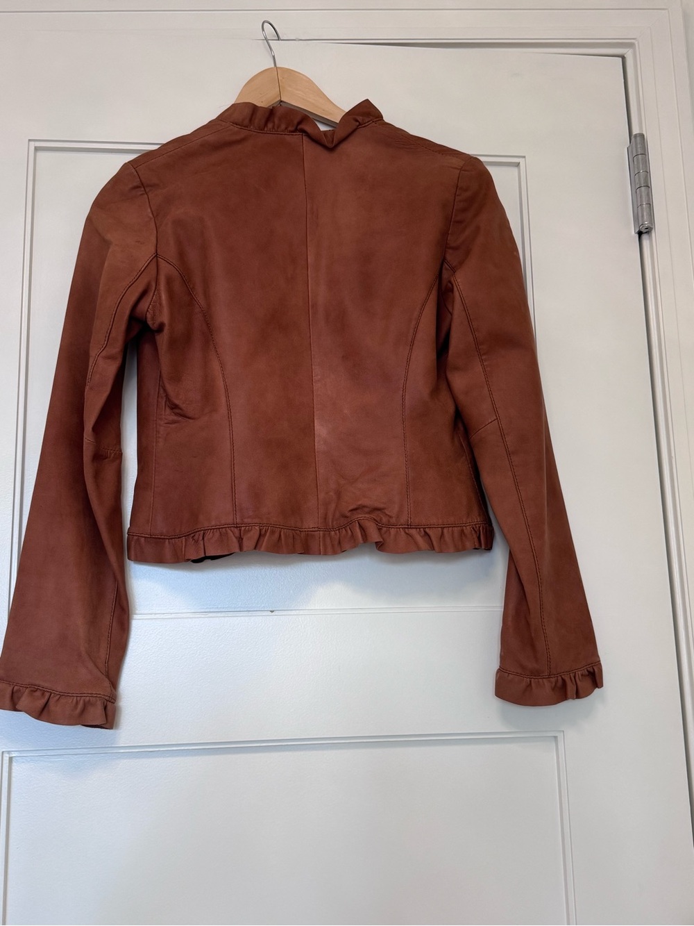 Bagatelle Rust Ruffle Suede Jacket - Picture 3 of 3